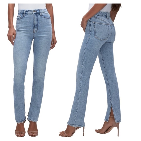 Good American Denim - GOOD AMERICAN Good Boy Split Hem High Waist Straight Leg Jeans Size 8/29